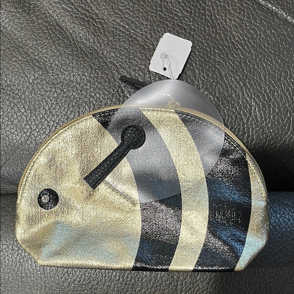 Bath and body works Gold and Black Striped bed Cosmetic Bag